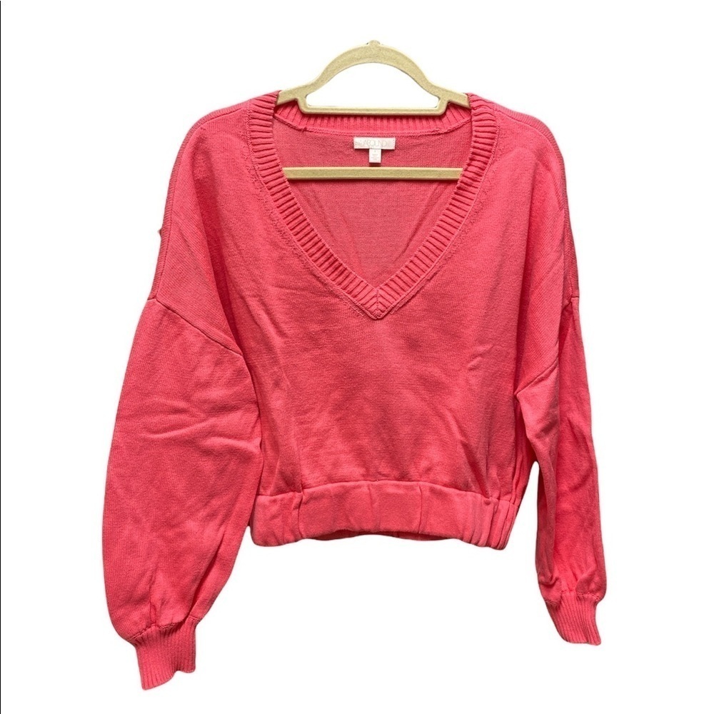 Abound sweater cropped wide V-neckline long sleeve fitted wrists/waist Sz small